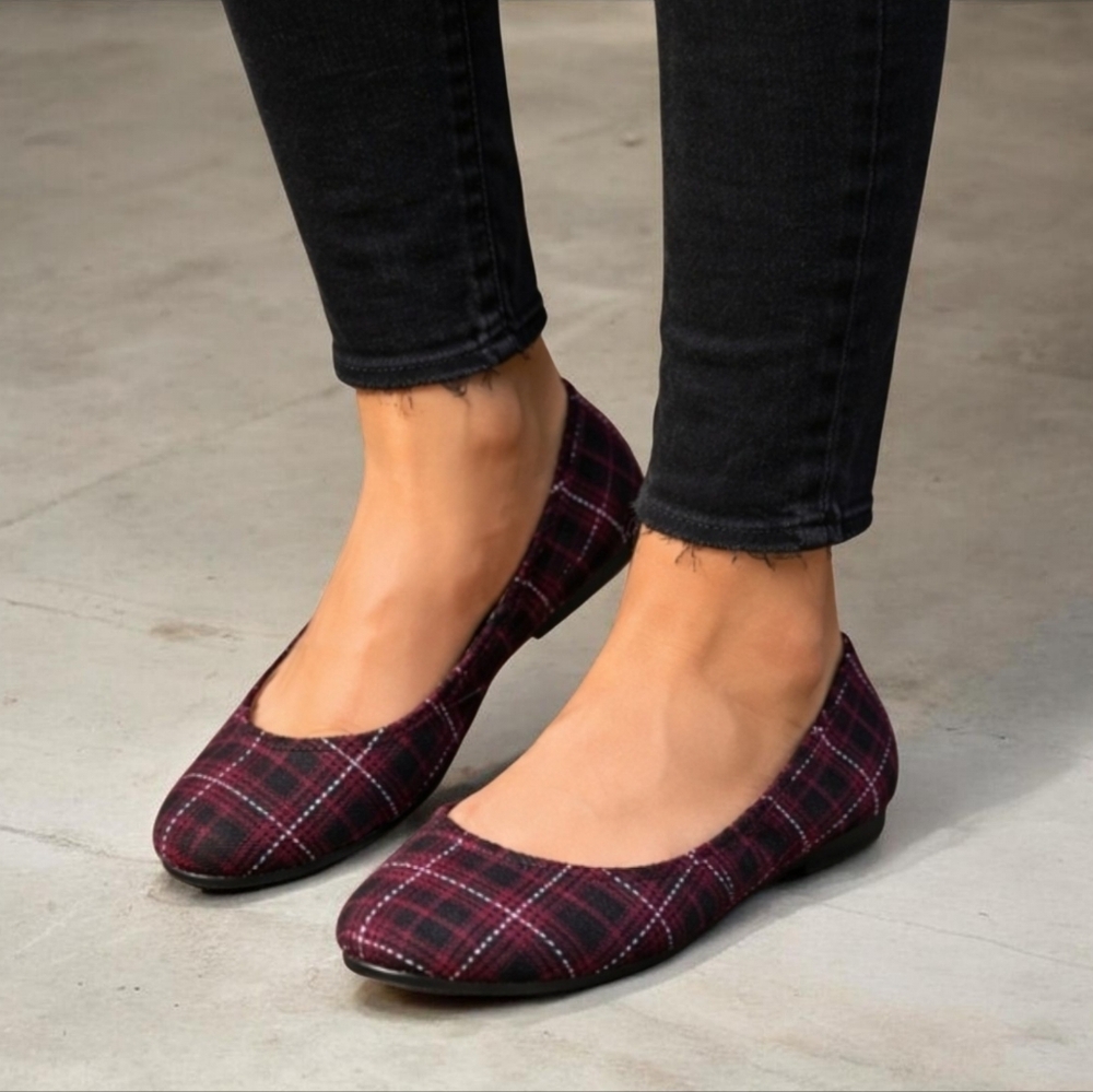 Lucky Brand Erin Dark Academia Tartan Plaid Comfort Ballet Flats 6.5M